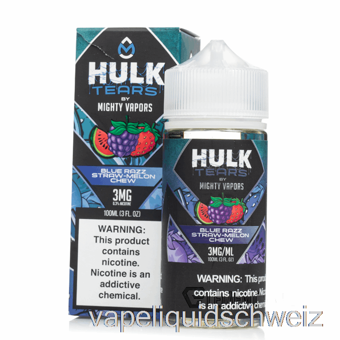Blue Razz Straw Melon Chew – Hulk Tears – 100 Ml, 6 Mg Vape Ohne Nikotin